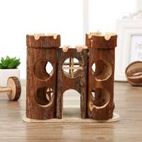 Non-toxic Natural pine wooden castle for hamster guinea pig rat mice rabbit