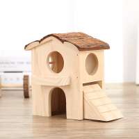 Non-toxic Natural wooden hamster cage hedgehog house Guinea pig house rabbit hideout small animal playground