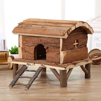 Natural pine wood hamster cage wooden hedgehog cage rabbit hideout small animal playground