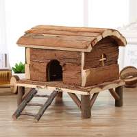 Natural pine wood hamster cage wooden hedgehog cage rabbit hideout small animal playground