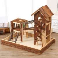 Non-toxic Natural pine wooden castle for hamster guinea pig ferret rabbit rat mice