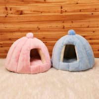 Plush Deep sleep round pet kennel semi-closed cat kennel small rabbit fur pet kennel for small and medium-sized dogs